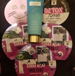 PINK Victoria's Secret face masks and lotion